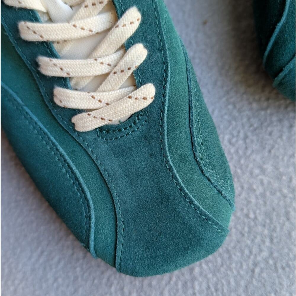 Zara Teal Green Suede Athletic Sneakers with Cream Laces - Picture 6 of 6